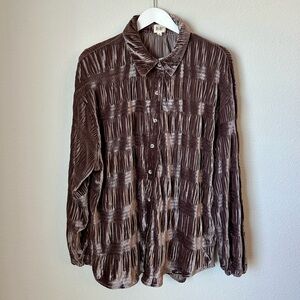 ☀️ ANTHROPOLOGIE BiBi Velvet Wrinkle Effect Tiered Shirring Long Sleeve